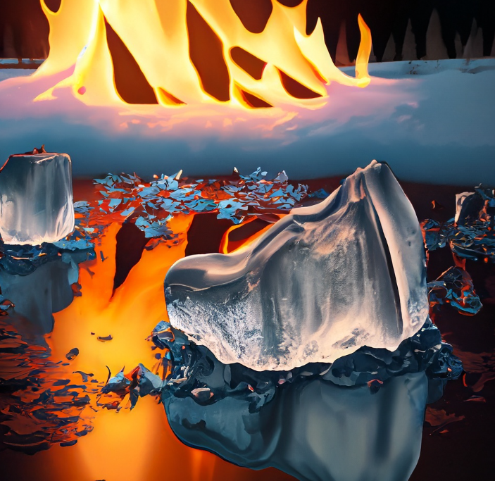 fire melting ice